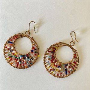 Rainbow Beaded Round Earrings